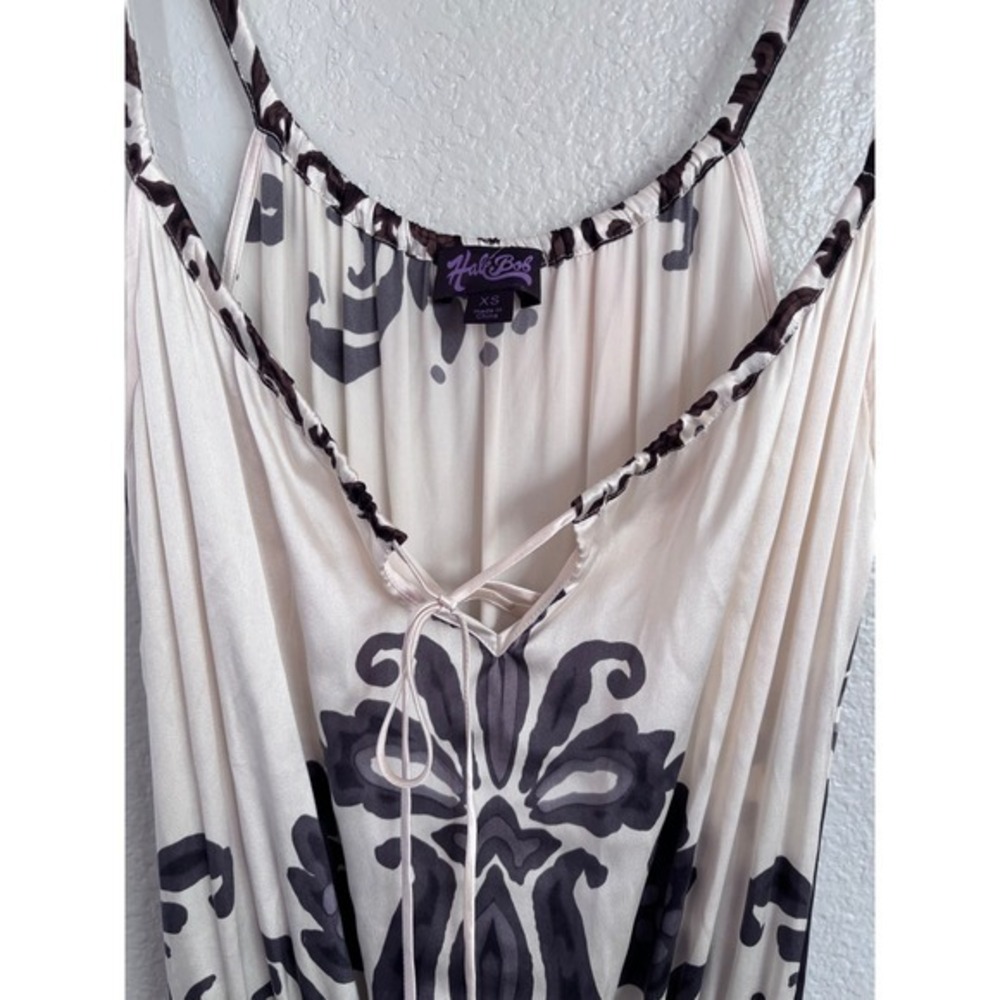 Luxury Boho Silk Damask Geometric Tiered Resort Maxi Dress Hale Bob NWT XS - Picture 9 of 10